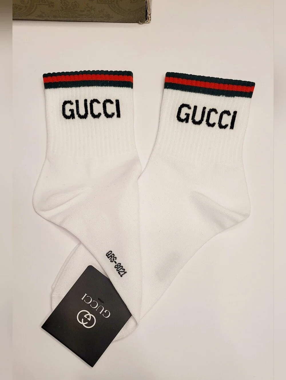 🇮🇹 Gucci White Crew Socks🧦 with Red & Green Stripes🇮🇹